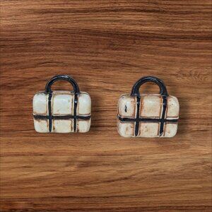 Vintage Ceramic Luggage-Themed Salt & Pepper Shakers 2.5" Pair Quirky Retro Mini